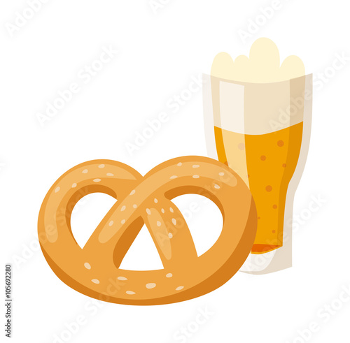 German breakfast, pretzel beer illustration.