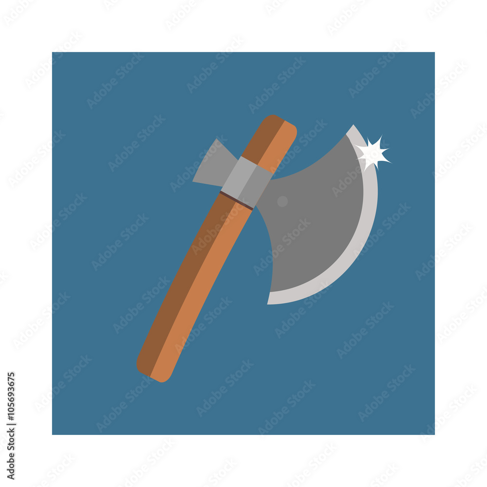 Wooden axe cartoon flat icon of handle wood work equipment vector illustration. Wooden axe cartoon flat icon of handle wood work equipment vector illustration.