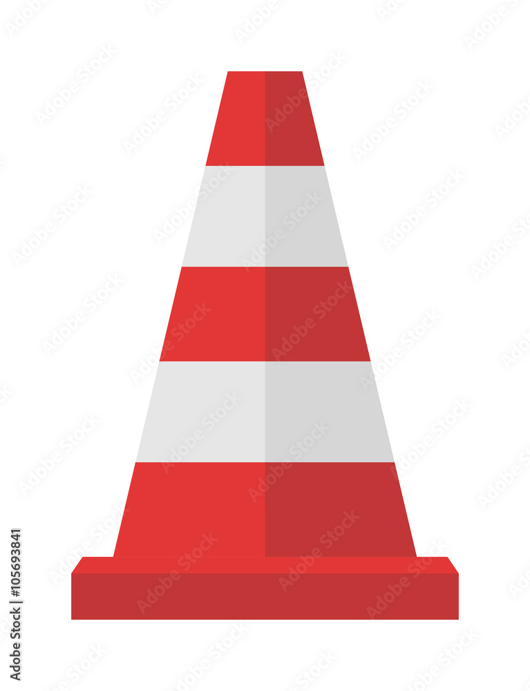 Construction of red road cones with stripes attention symbol cartoon flat vector illustration. Construction of red road cones with stripes attention symbol cartoon flat vector illustration.