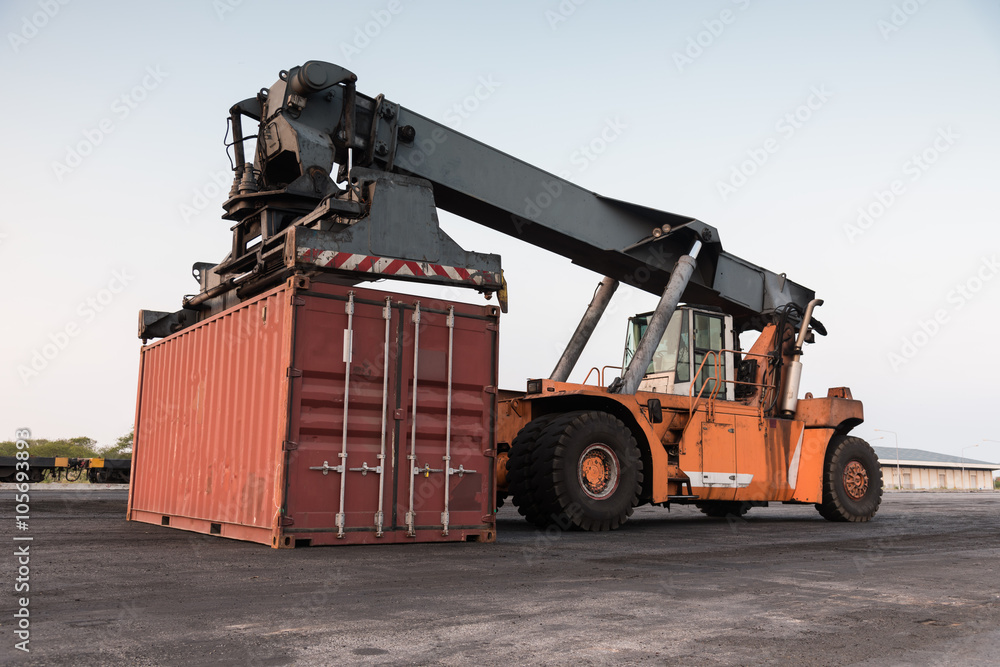 Forklift handling container box loading Forklift handling container box loading