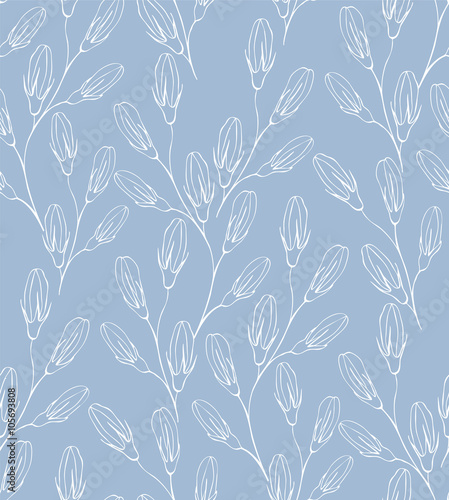 Flower seamless pattern with bluebells. 