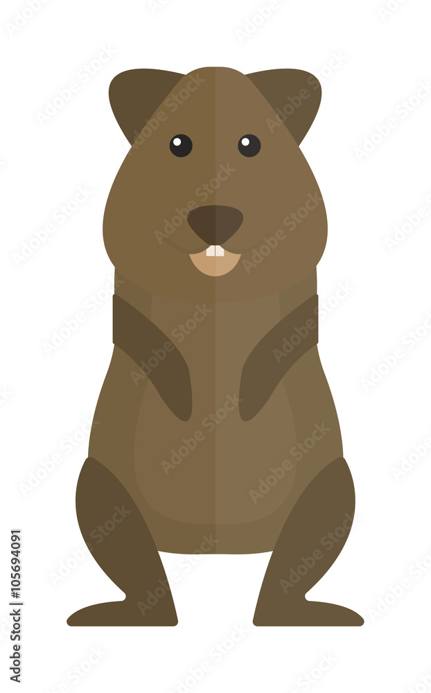 Cute standing brown hamster cartoon flat vector illustration. Cute standing brown hamster cartoon flat vector illustration.
