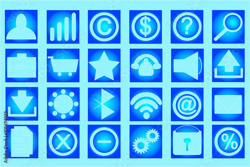 Table with set of icons