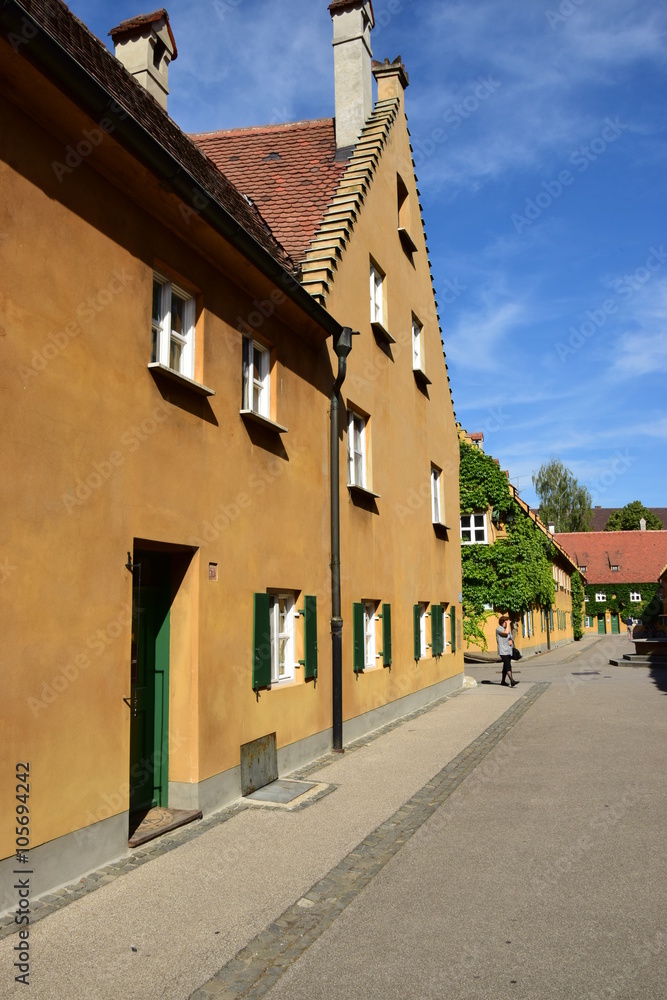 FUGGEREI -  the world's oldest social housing complex, in Augsburg, Bavaria, region Swabia, Germany