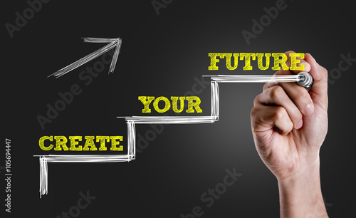Hand writing the text: Create Your Future