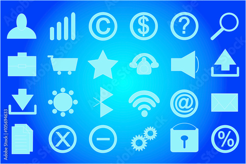 Table with set of icons