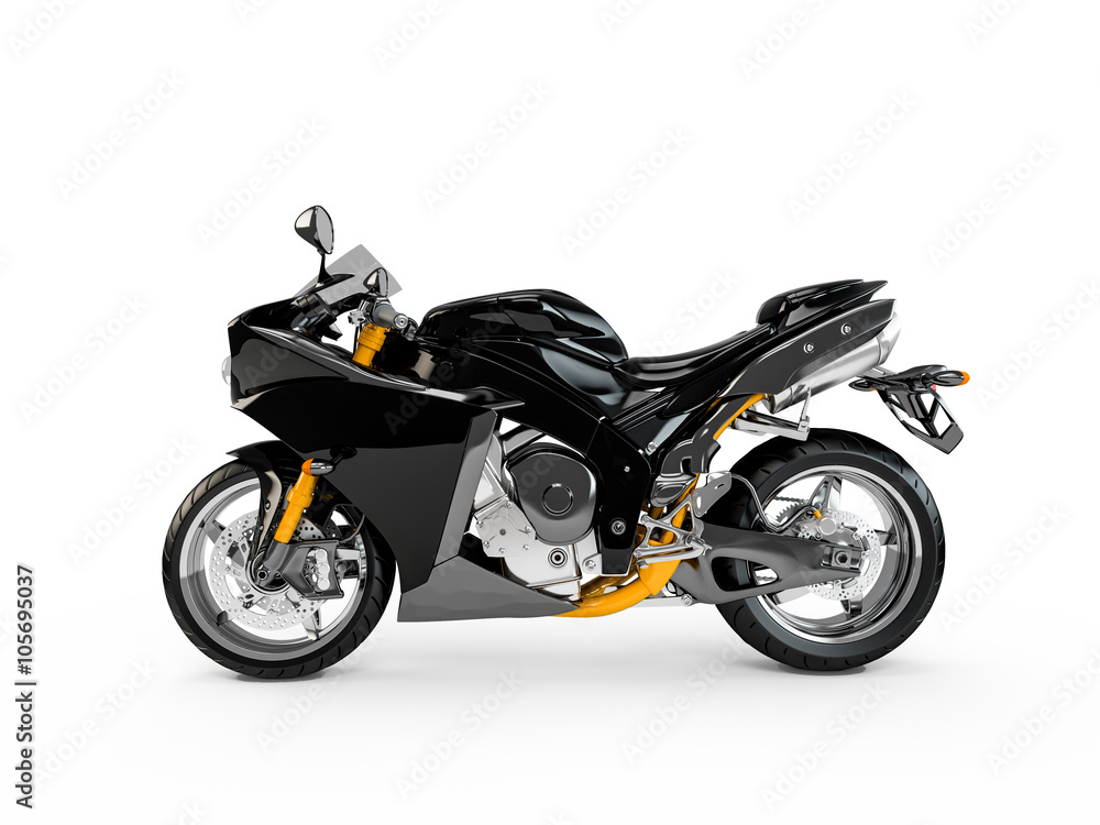 Black motorcycle isolated on a white background. Black motorcycle isolated on a white background.