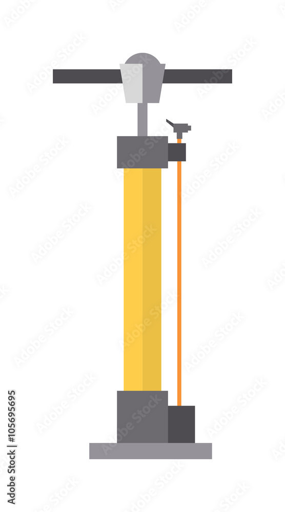 Fototapeta premium Device hand bicycle and car pump flat cartoon vector style icon. 