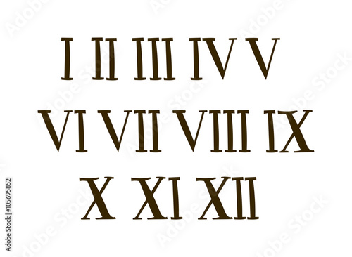 Antique Roman alphabet numbers set vector illustration. 