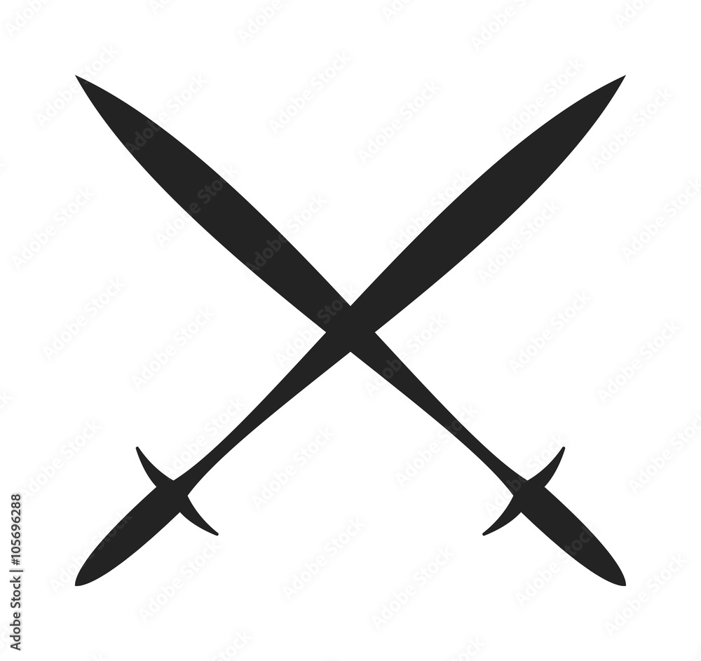 History lance tool two crossed ancient spears flat vector illustration. 