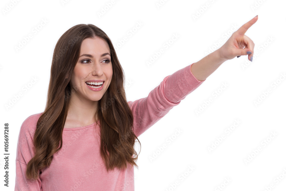Young woman pointing Young woman pointing