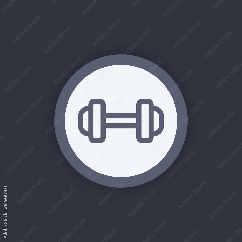 barbell icon, barbell sign, pictogram, round line icon with barbell, vector illustration barbell icon, barbell sign, pictogram, round line icon with barbell, vector illustration