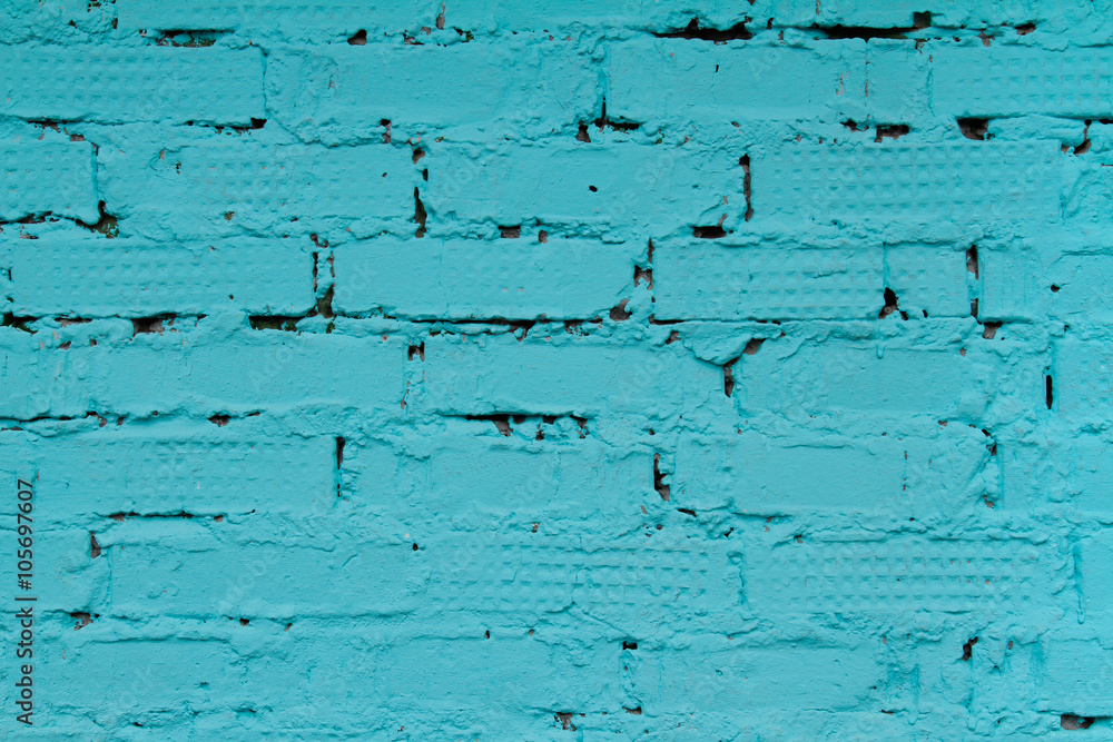 Obraz premium Turquoise brick wall
