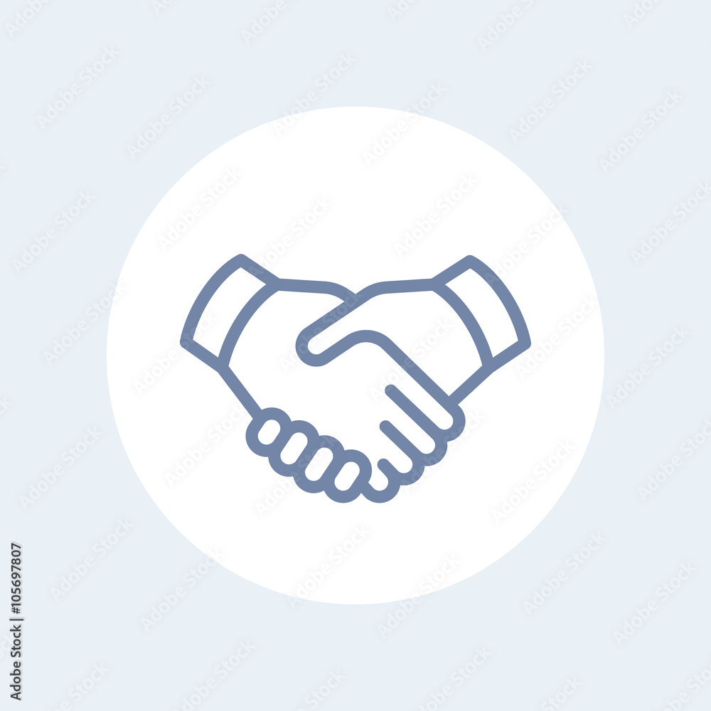 handshake line icon, cooperation, partnership, deal, handshake icon isolated on white, vector illustration handshake line icon, cooperation, partnership, deal, handshake icon isolated on white, vector illustration