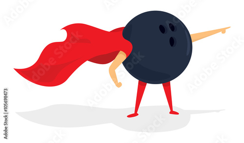 Bowling ball super hero with cape