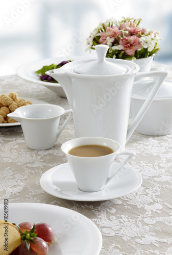 Ceramic tableware on the table