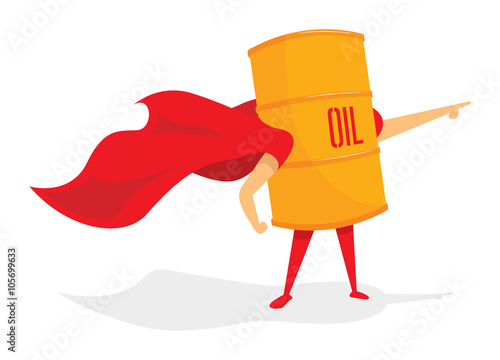 Oil barrel super hero standing with cape