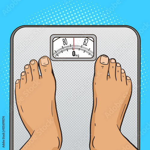 Man feet on the floor scales pop art style vector