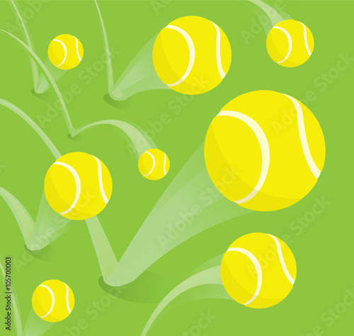 Lots of tennis balls bouncing