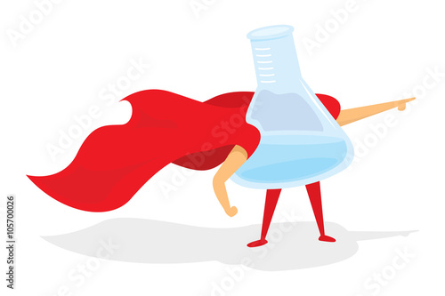 Test tube science super hero with cape