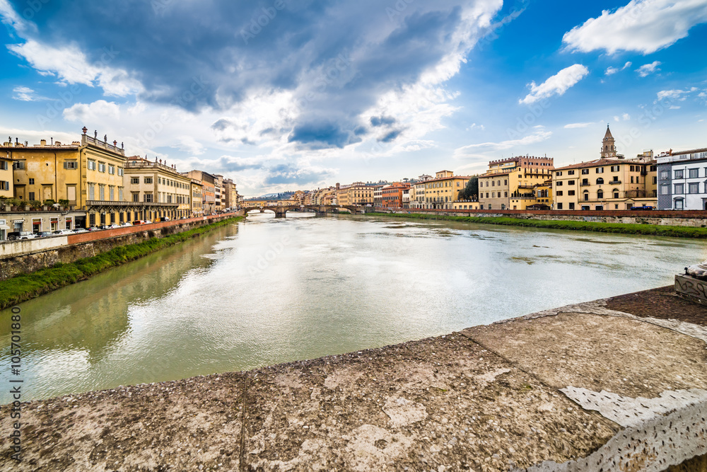 River through buildings of Florence