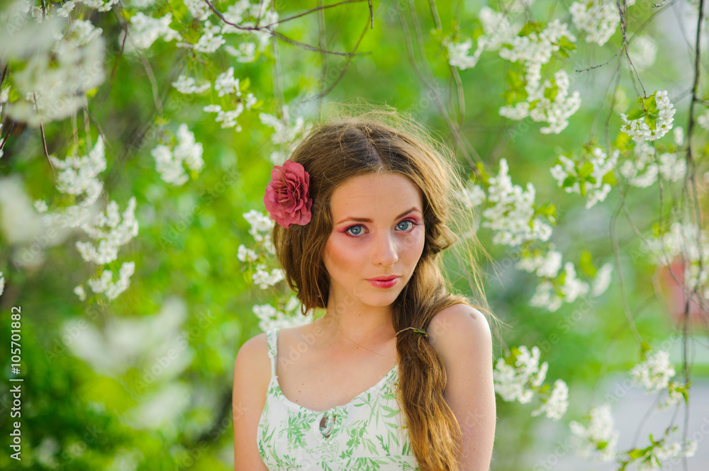 beautiful woman in a spring garden beautiful woman in a spring garden