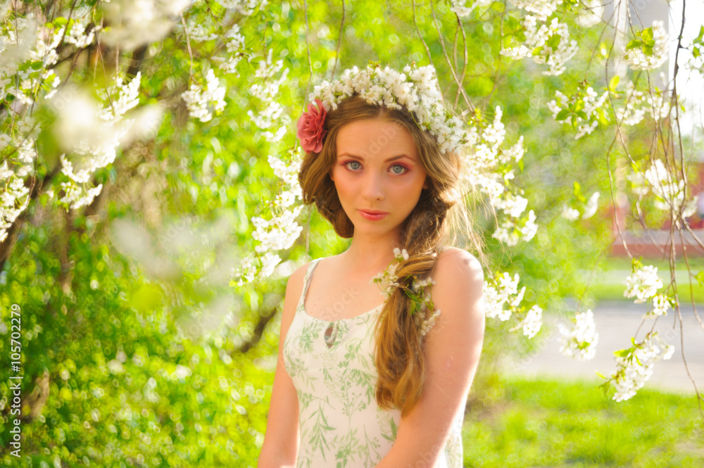 beautiful woman in a spring garden beautiful woman in a spring garden