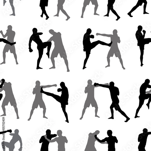 Seamless wallpaper from fans for silhouettes for boxing