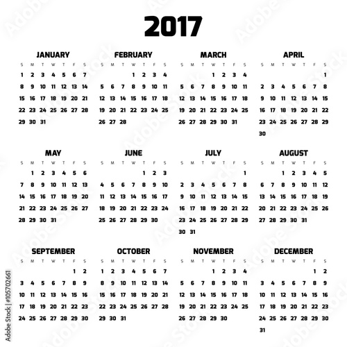Modern style calendar for 2017