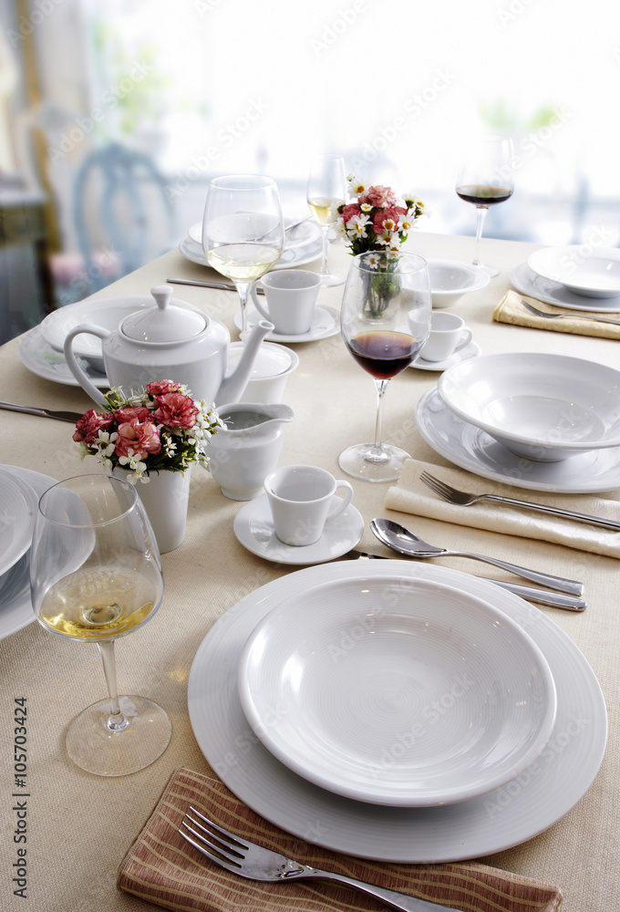 Ceramic tableware on the table Ceramic tableware on the table