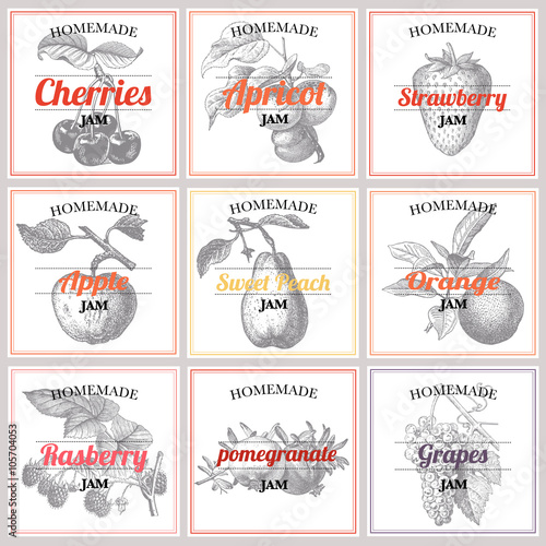 Vintage jam labels collection