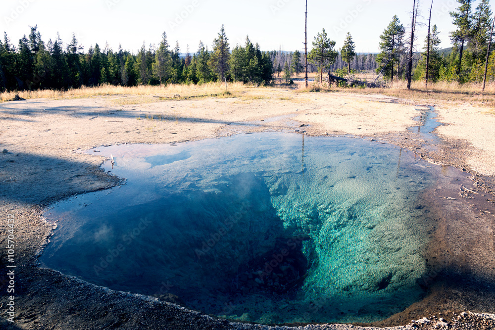 The most beautiful blue hot spring in Yellowstone National Park, Wyoming, USA The most beautiful blue hot spring in Yellowstone National Park, Wyoming, USA