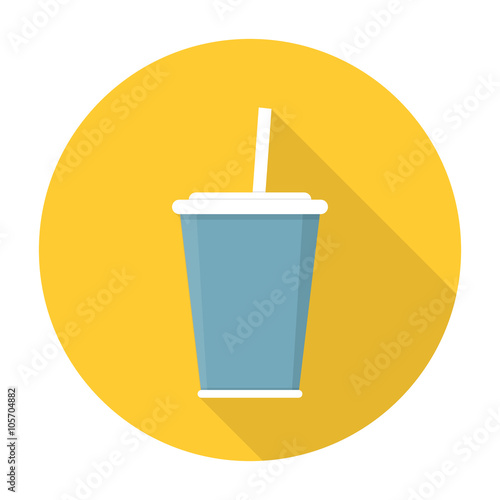 Soda with straw flat icon