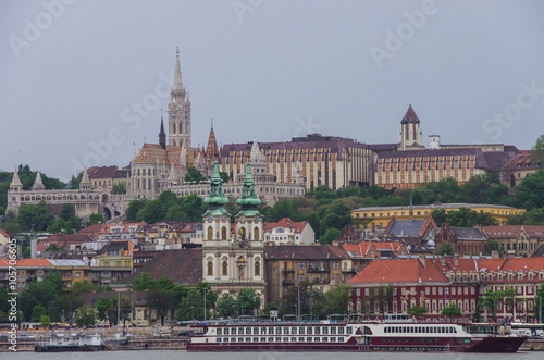 River Danube embankment, Matthias Church and Fisherman Bastion.Budapest, Hungary