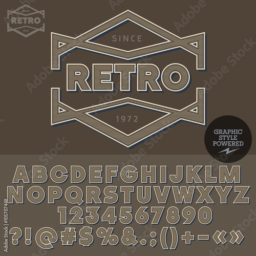 Old-fashioned logotype for retro bar. Vector set of letters, numbers and symbols