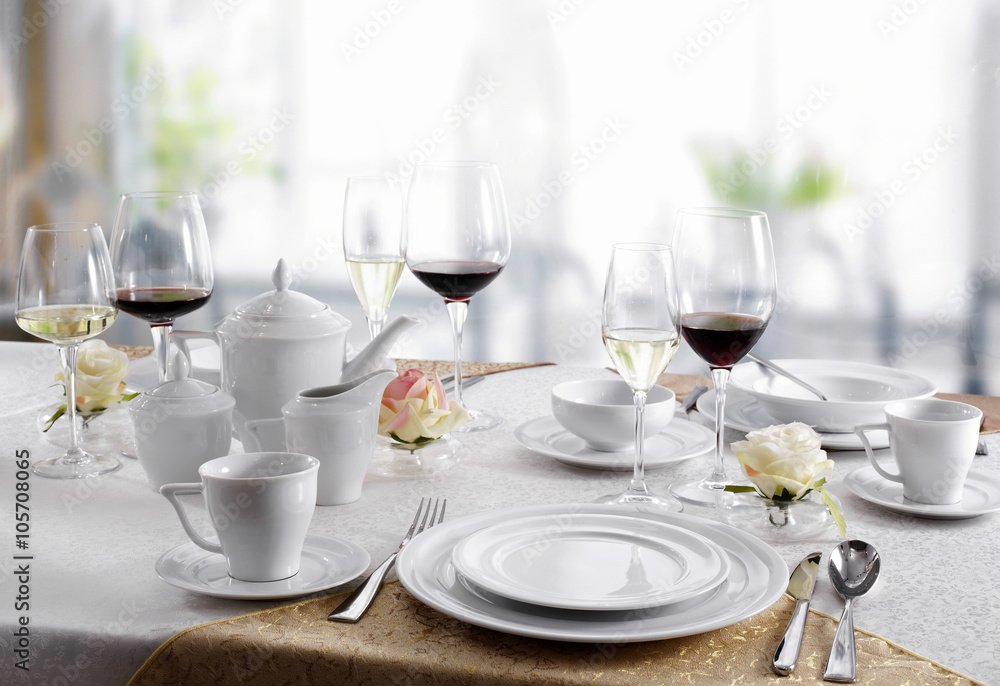 Ceramic tableware on the table