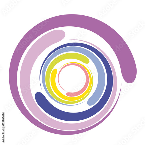 Kreatives Leben, Symbol der Achtsamkeit, Segmente werden zu einem bunten Kaleidoskop, Kreis, rund, zentral - Logo - Piktogramm in Pastellfarben