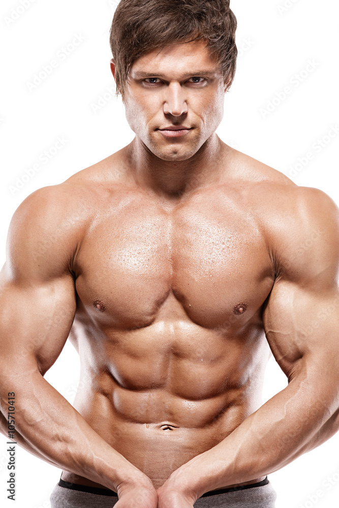 Strong Athletic Man showing muscular body Strong Athletic Man showing muscular body