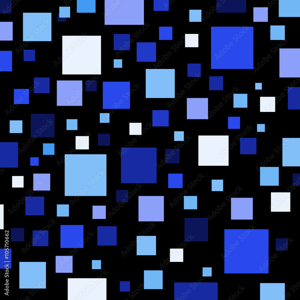 Blue color squares on black. Blue color squares on black.
