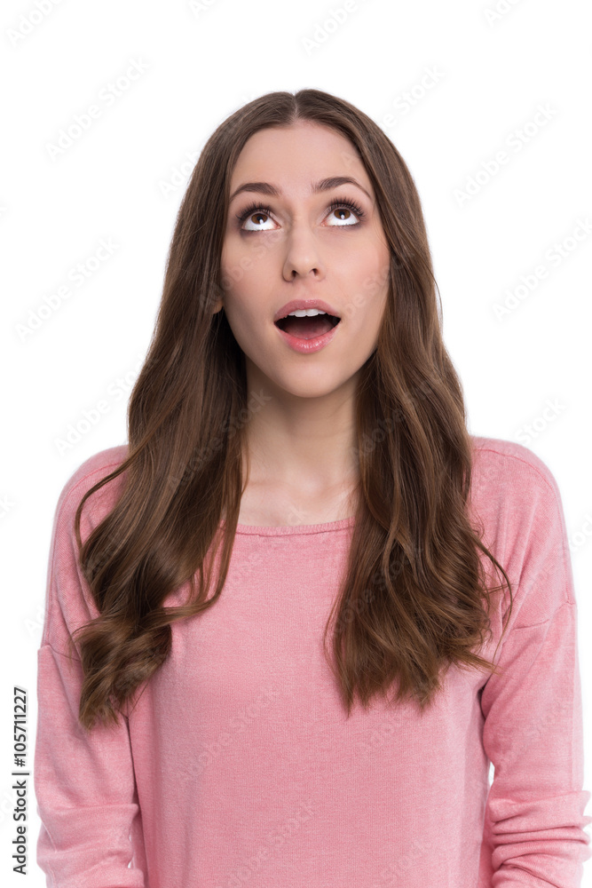 Young woman looking up Young woman looking up