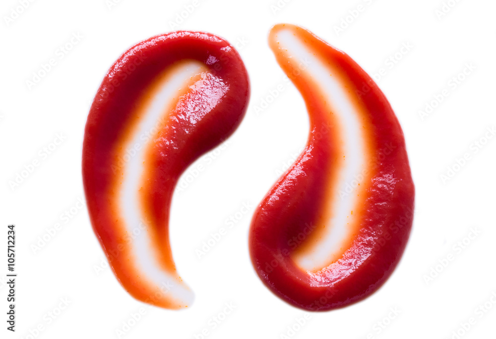 Red sauce on white background Red sauce on white background