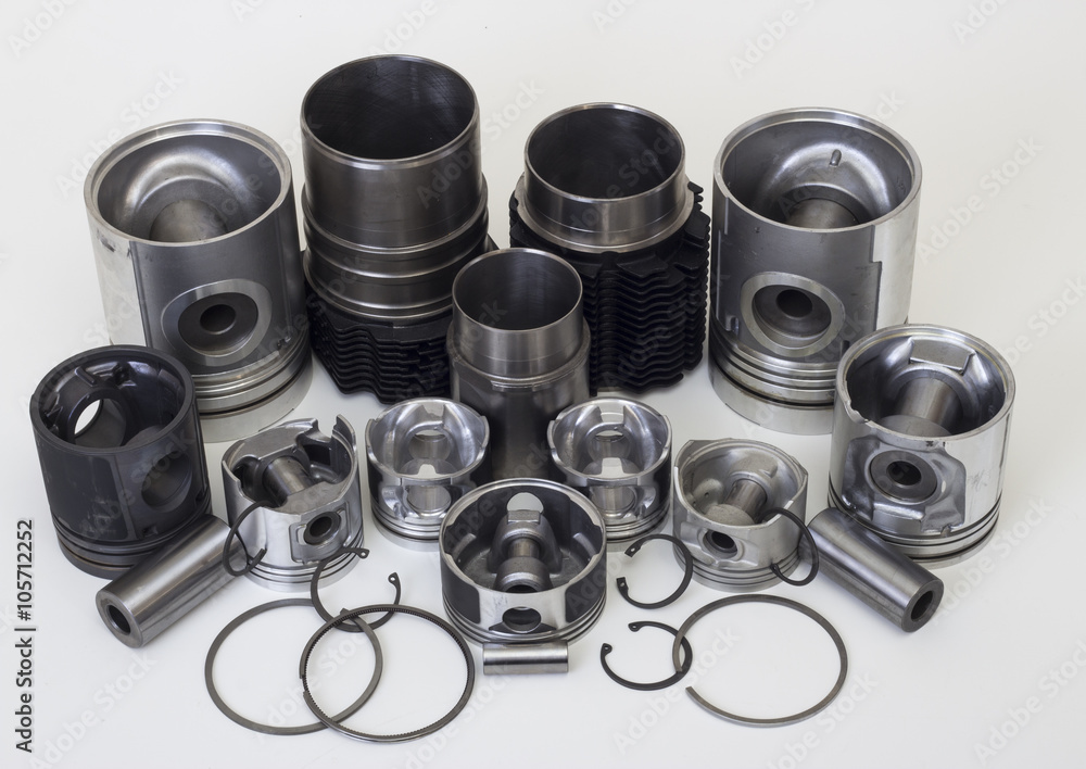 auto piston parts white background isolated auto piston parts white background isolated