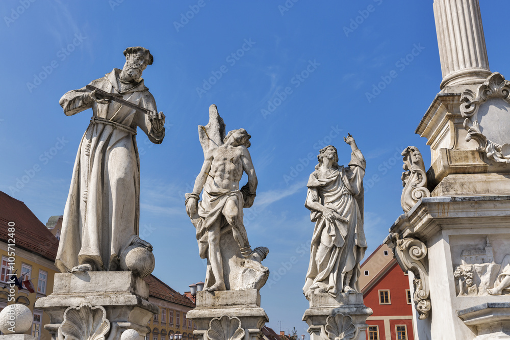Plague Column statues in Maribor, Slovenia