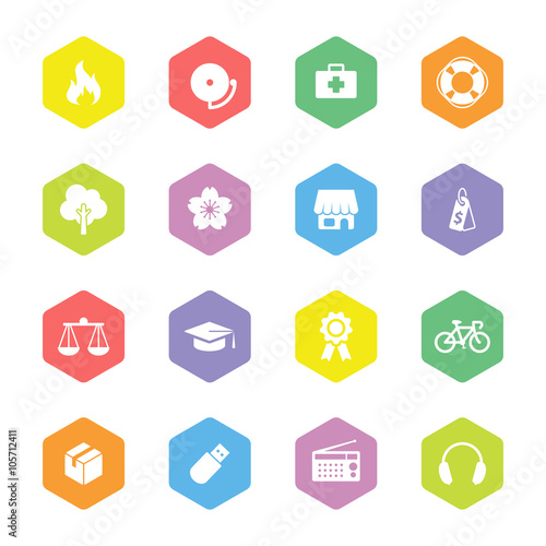 colorful flat safety and miscellaneous icon set for web design, user interface (UI), infographic and mobile application (apps)