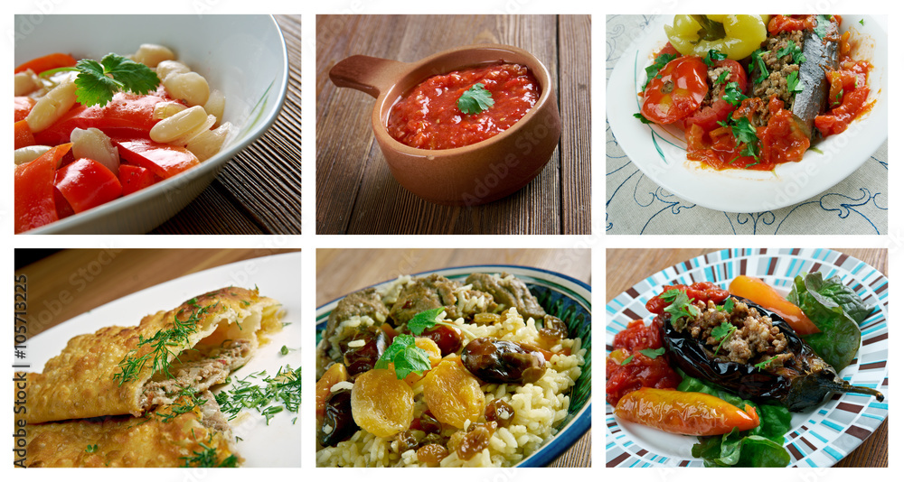 set caucasian soup cuisine. set caucasian soup cuisine.