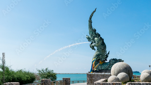 Naga at Songkhla lake with blue sky