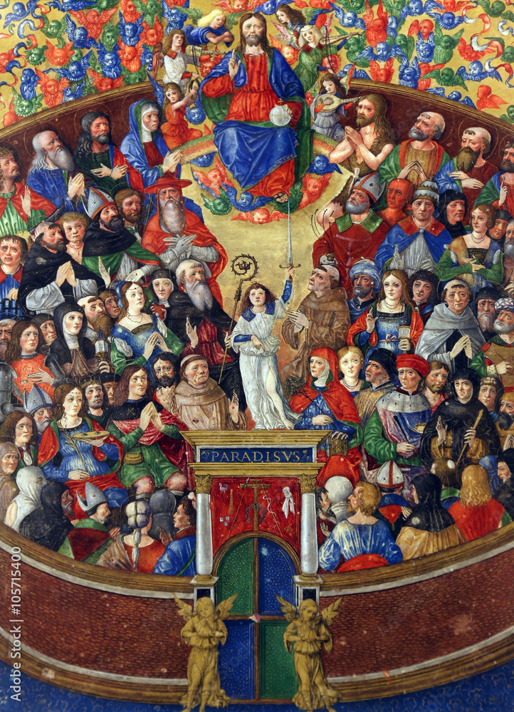 Naklejka premium Matteo da Milano: miniatures from the breviary of Alfonso I d'Este: All Saints, Old Masters Collection, Croatian Academy of Sciences in Zagreb, Croatia