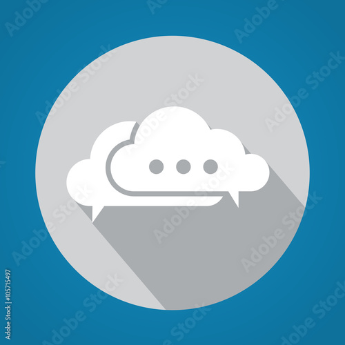 Cloud icon on blue background with shadow.