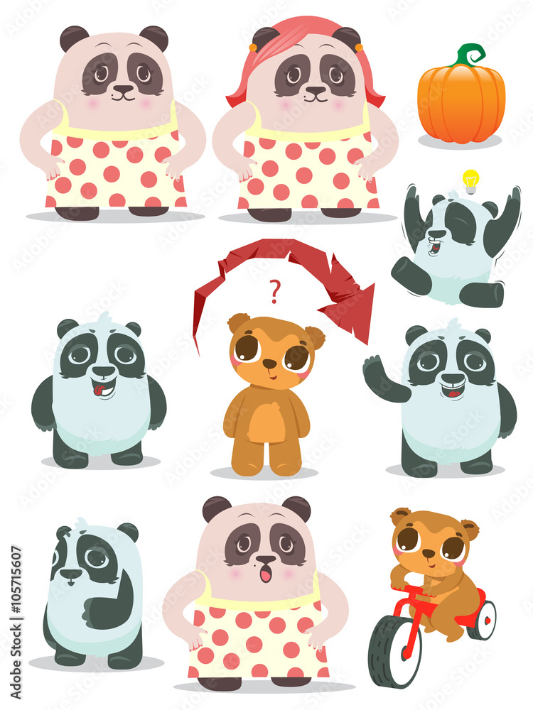 Fototapeta premium cartoon teddy bears family