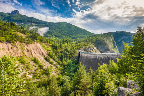 Famous Vajont Dam with memorial site in Veneto, Italy photo